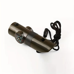 7-in-1 Survival Whistle with Compass, Flashlight & Thermometer