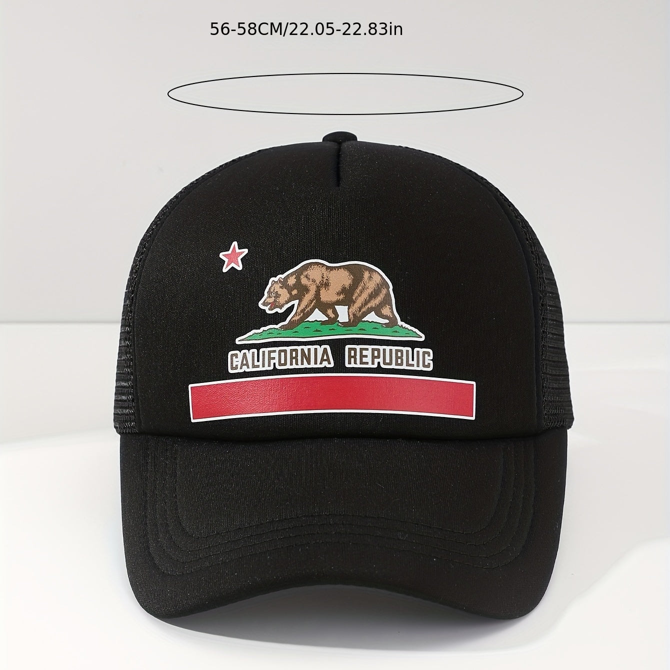Classic Bear Printed Trucker Hat Mesh Adjustable Baseball Cap Unisex Cartoon Sun