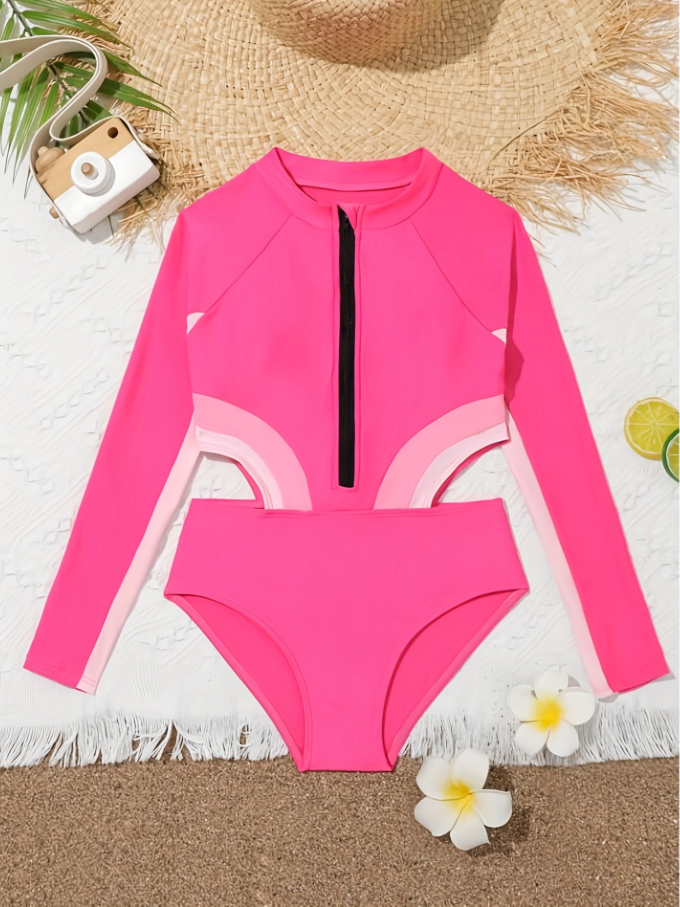 Girls Sun Protection 1pc Swimsuit Surfing Beach Vacation