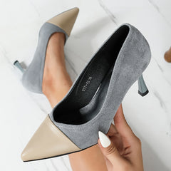 Women's Cap Toe High Heels Pointed Toe Slip On Stilettos Office Work Pumps