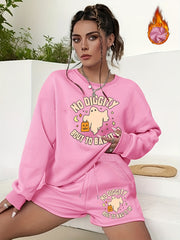 Women's Halloween Graphic Print Sweatshirt & Shorts Set
