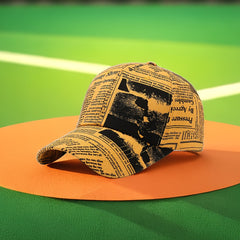 Newspaper Printed Baseball Cap Vintage Hat