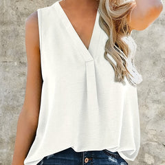 Women's Solid V Neck Tank Top Summer Sleeveless Blouse