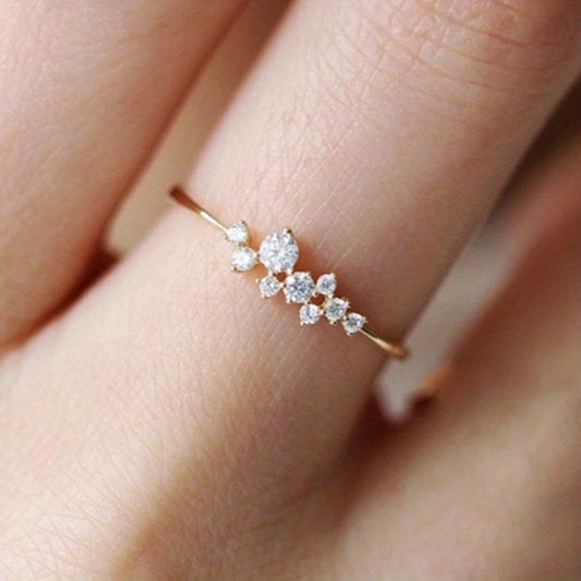 14K Plated Zircon Ring Stackable Ladies Jewelry Accessories