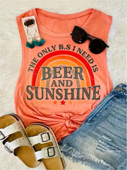 Letter & Rainbow Print Tank Top
