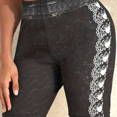 Floral Print High Waist Leggings Sexy Skinny Stretchy Leggings For Summer Women