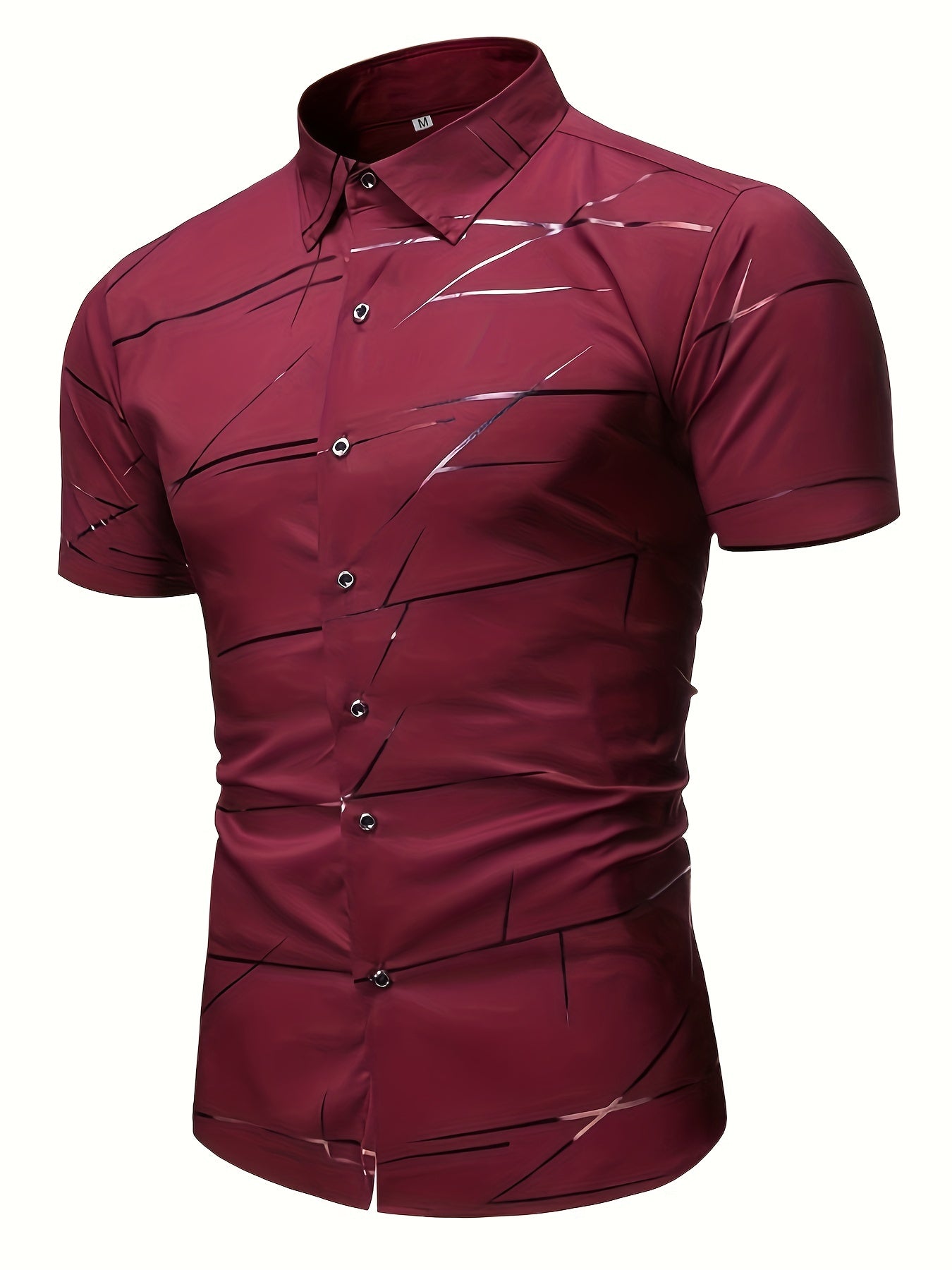 Stripe Print Men's Casual Short Sleeve Shirt