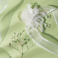 Mesh Bowknot Wristband Faux Pearl Crystal Bridal Wedding Jewelry