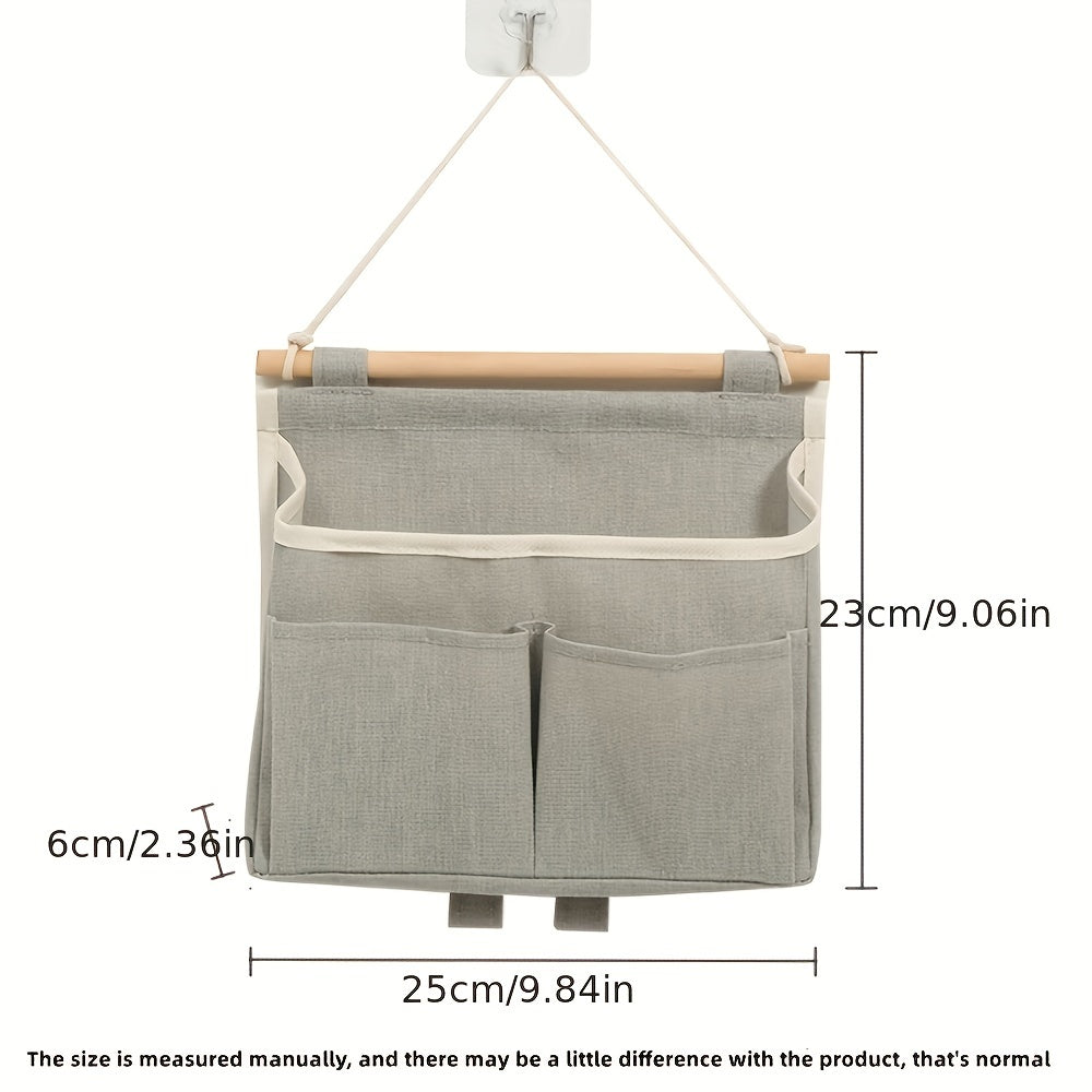 1PC Wall Mounted Ramie Cotton Hanging Bag for Home Storage