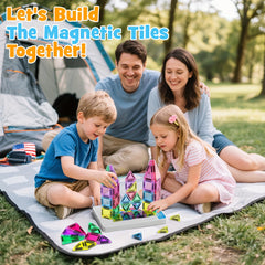 42pcs Mini Magnetic Tiles Toy Set in Iron Box, Portable & Easy to Carry