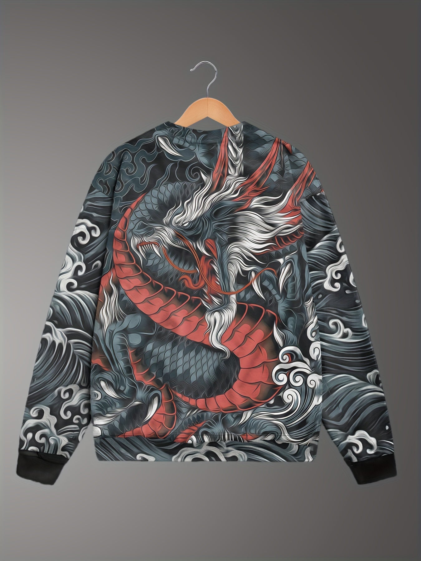 Men's Dragon Pattern Sweatshirt Sports Top