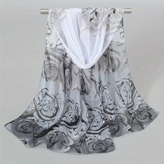 Floral Print Chiffon Scarf Wrap for Travel Beach Gift