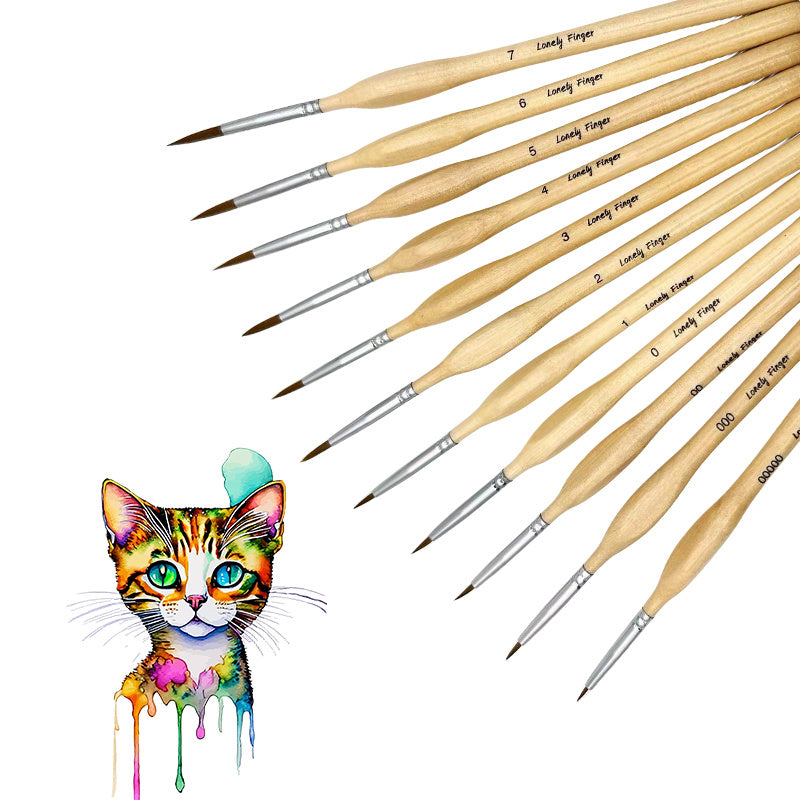 11pcs Detail Paint Brushes Extra Fine Tips Professional Art Set Micro Watercolor