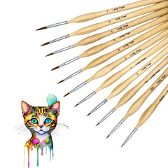 11pcs Detail Paint Brushes Extra Fine Tips Professional Art Set Micro Watercolor