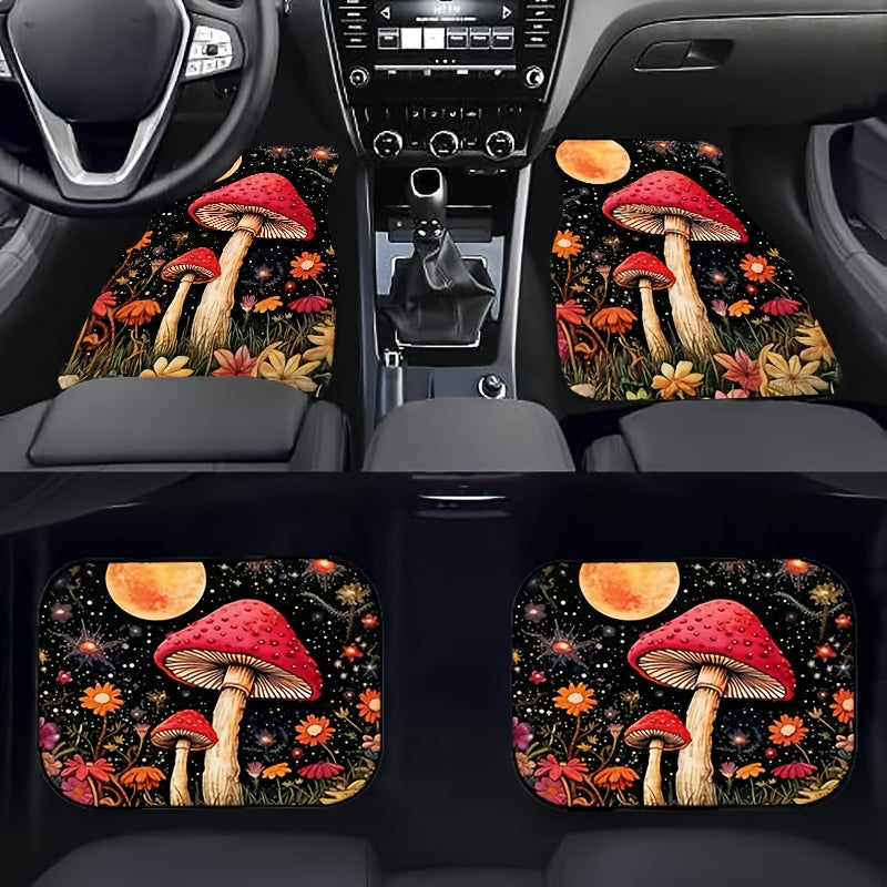 4pcs Colorful Car Floor Mats Non-slip Stain-resistant Front Rear Seat Carpets