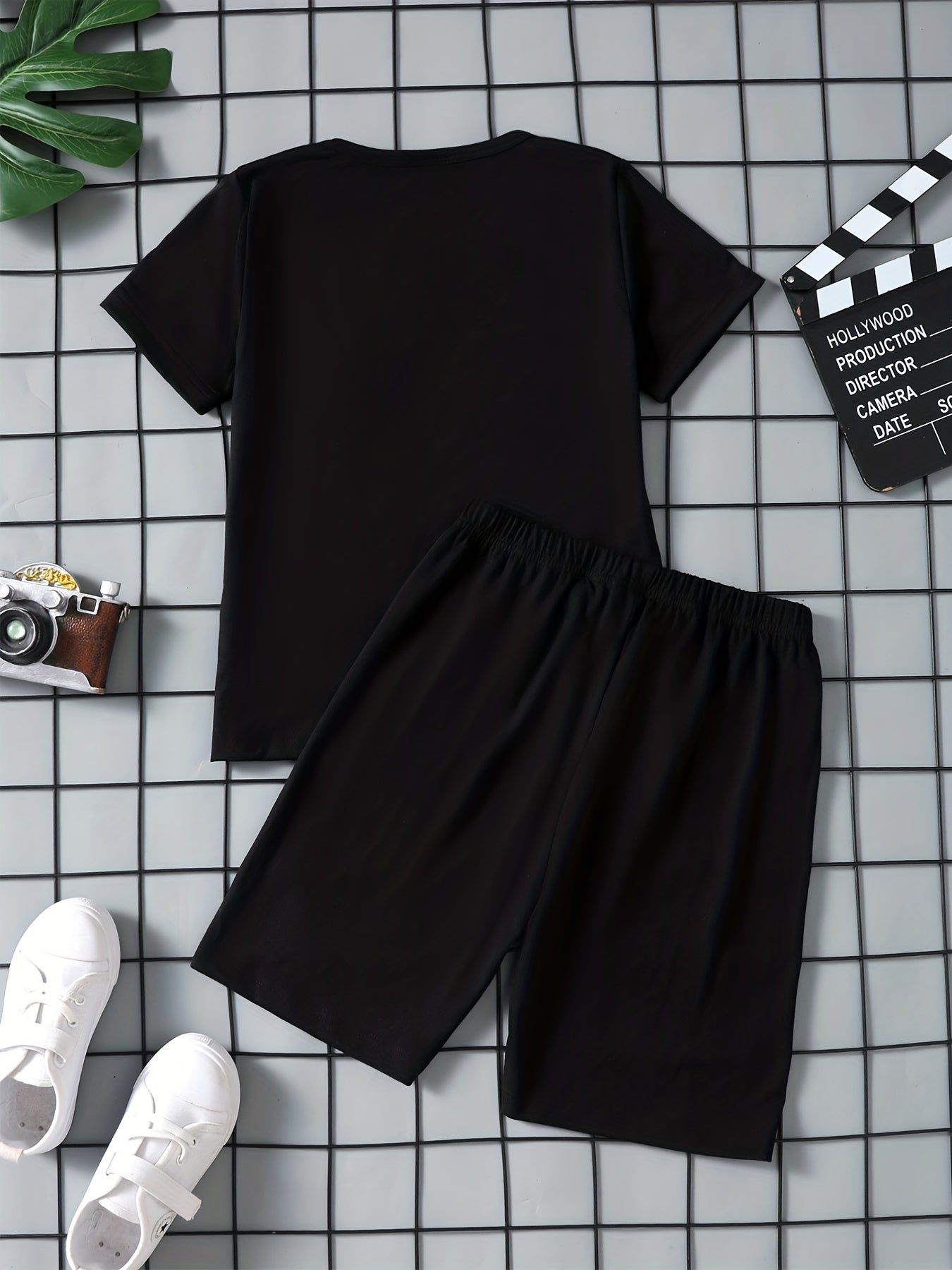 Boys Smile Print Tee Matching Shorts Summer