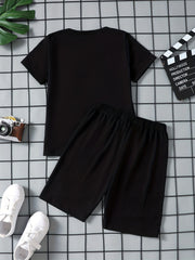 Boys Smile Print Tee Matching Shorts Summer