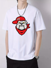 Men's Cartoon Animal Head Pattern Short Sleeve T-shirt