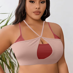 Colorblock Halter Neck Sports Bra