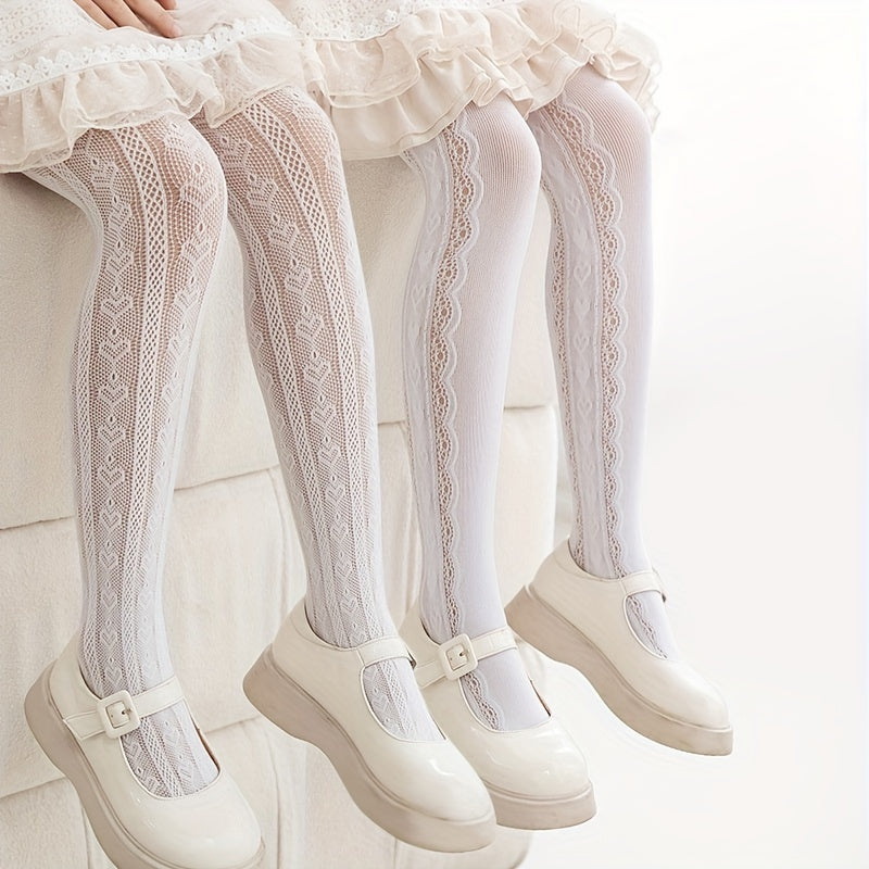 Girls Heart Pattern Hollow Pantyhose Princess Tights Leggings