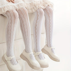 Girls Heart Pattern Hollow Pantyhose Princess Tights Leggings