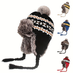 Ear Protection Plush Knited Wool Cap for Men and Women
