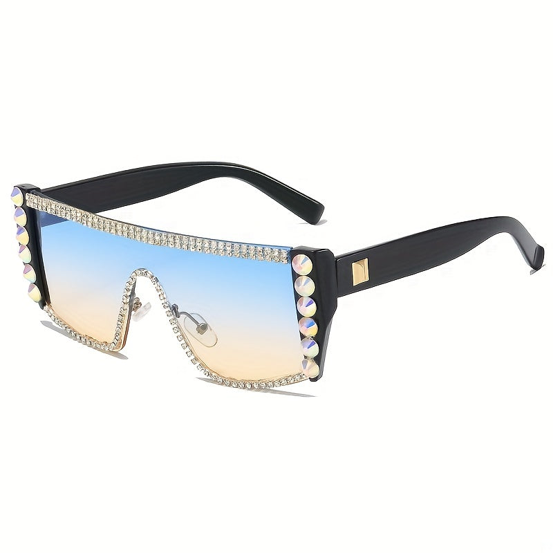 Y2K Rhinestone Shield Sunglasses UV400