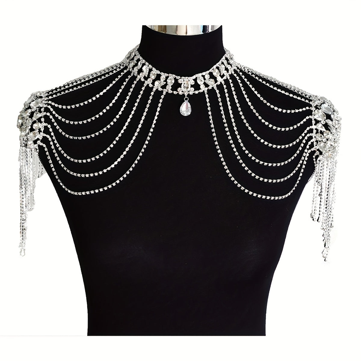 Rhinestone Shoulder Chain With Long Tassel for Wedding Party