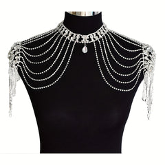 Rhinestone Shoulder Chain With Long Tassel for Wedding Party