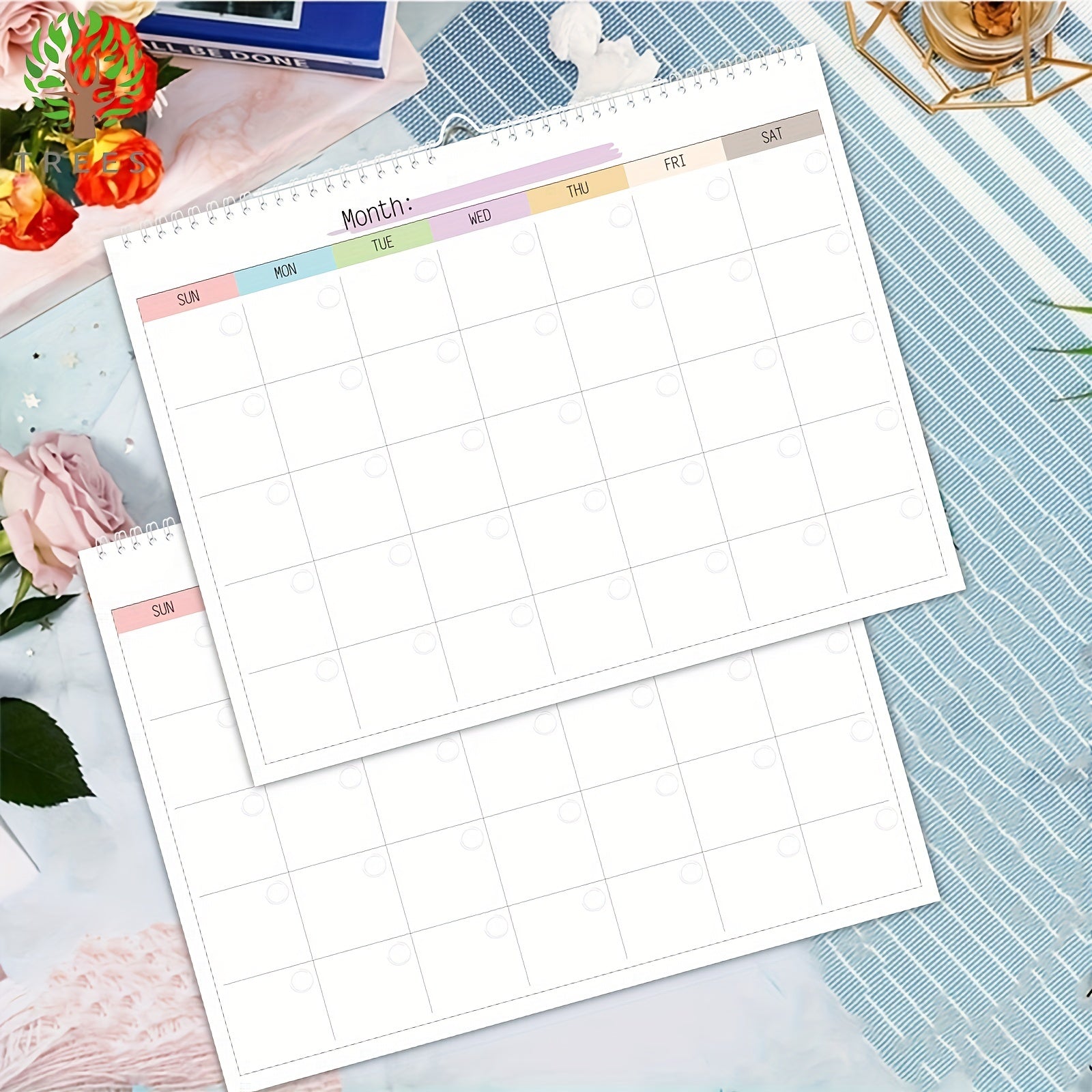 12 Month Undated Planner Wall Calendar & Note Pad