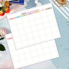 12 Month Undated Planner Wall Calendar & Note Pad
