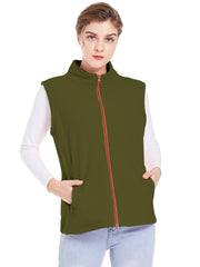 Sleeveless Stand Collar Jacket with Pockets Women's Outerwear