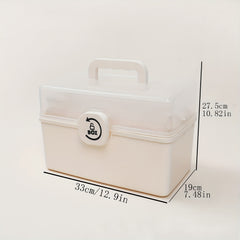 3-Layer Medicine Storage Box with Handle & Lid Large Durable Plastic Basket