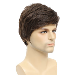 Short Brown Layered Mens Wig for Cosplay Party Costume Hair Full Wig
