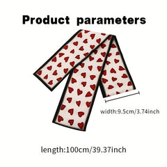 2pcs Heart Pattern Neckerchief Silk Skinny Scarf Handbag Charm Gift