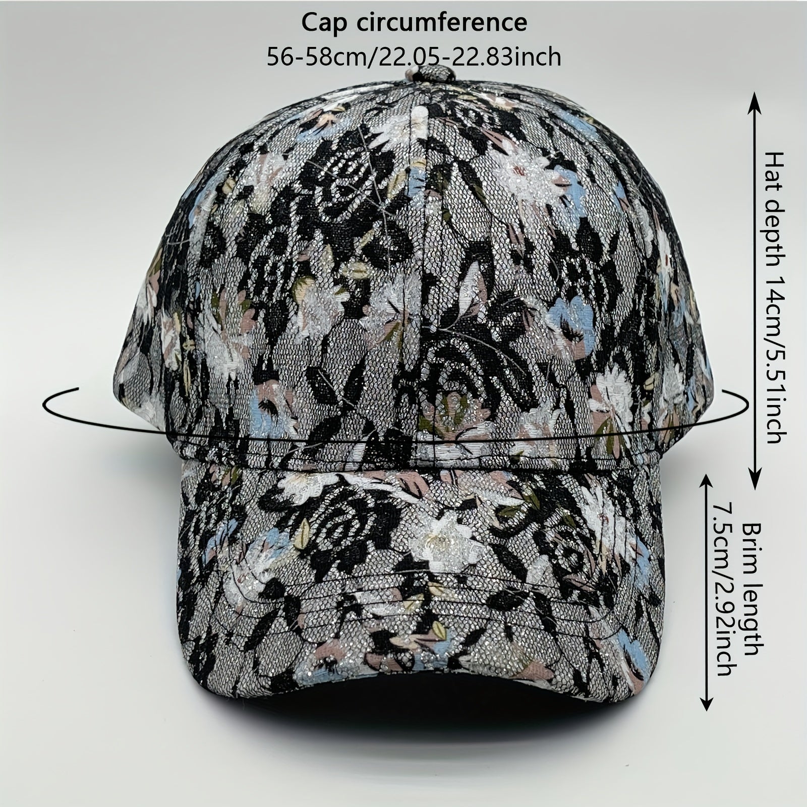 Glitter Floral Embroidery Baseball Cap Lace Breathable Dad Hats For Women