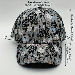 Glitter Floral Embroidery Baseball Cap Lace Breathable Dad Hats For Women