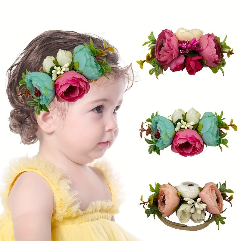Girls Elastic Headband With Flower - Kids Accessories