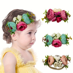 Girls Elastic Headband With Flower - Kids Accessories