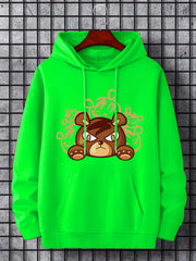Cartoon Bear Print Hoodie for Men Casual Graphic Pullover Hooded Sweatshirt