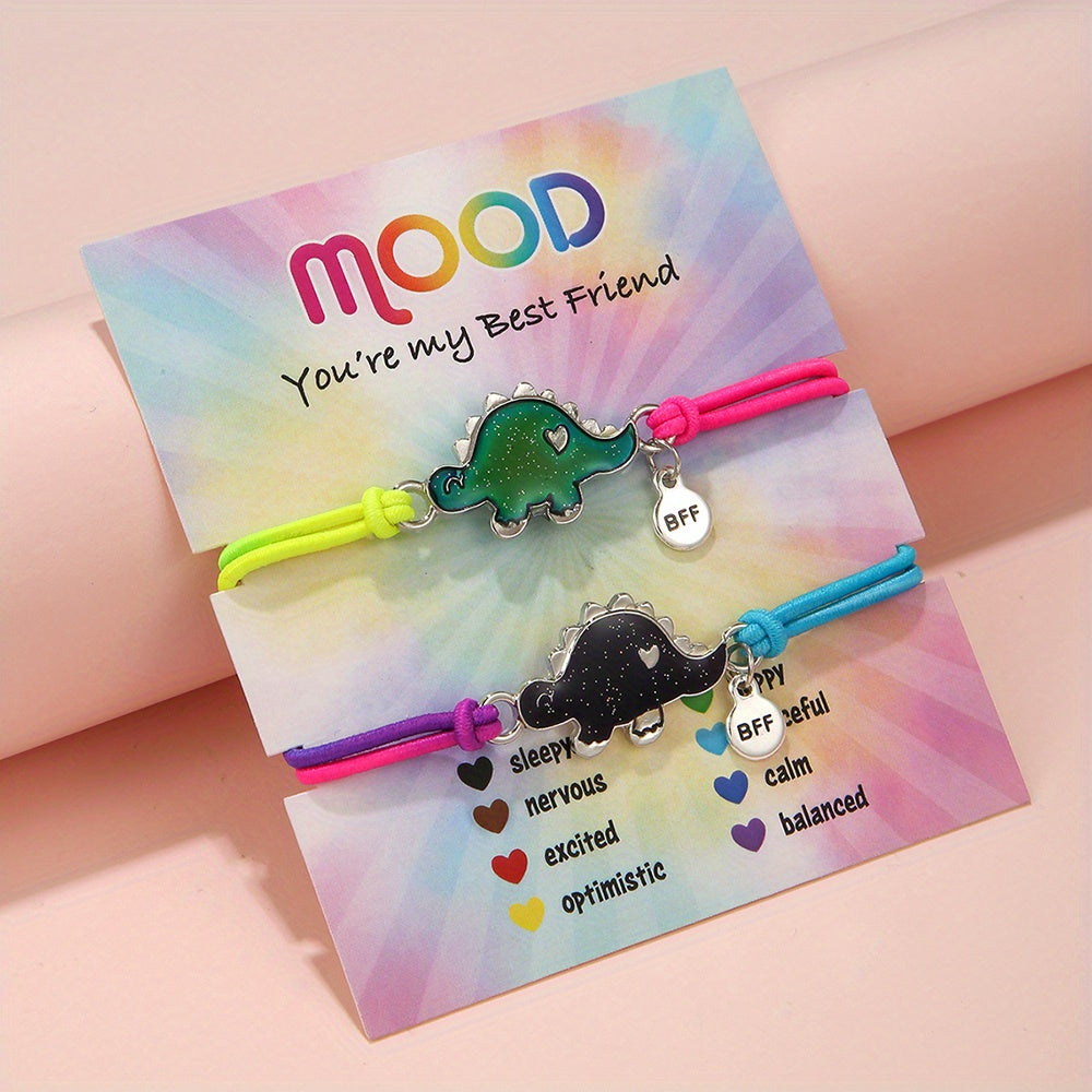 2pcs Cartoon Colorful BFF Elastic Bracelet Holiday Gift