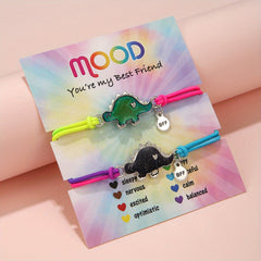 2pcs Cartoon Colorful BFF Elastic Bracelet Holiday Gift