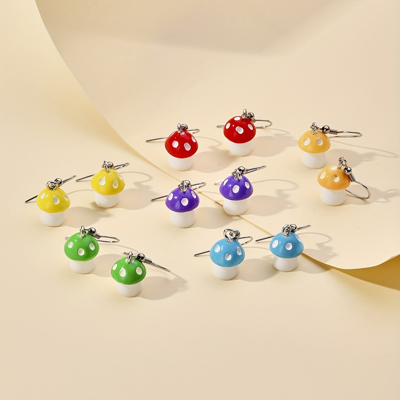 12pcs Small Mushroom Drop Earrings for Girls, Decorative Accessories Gift