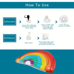 Inflatable Rainbow Water Mattress for Pool Party - Semi Circular Design