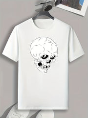 Skull Print Men's Graphic T shirt for Summer