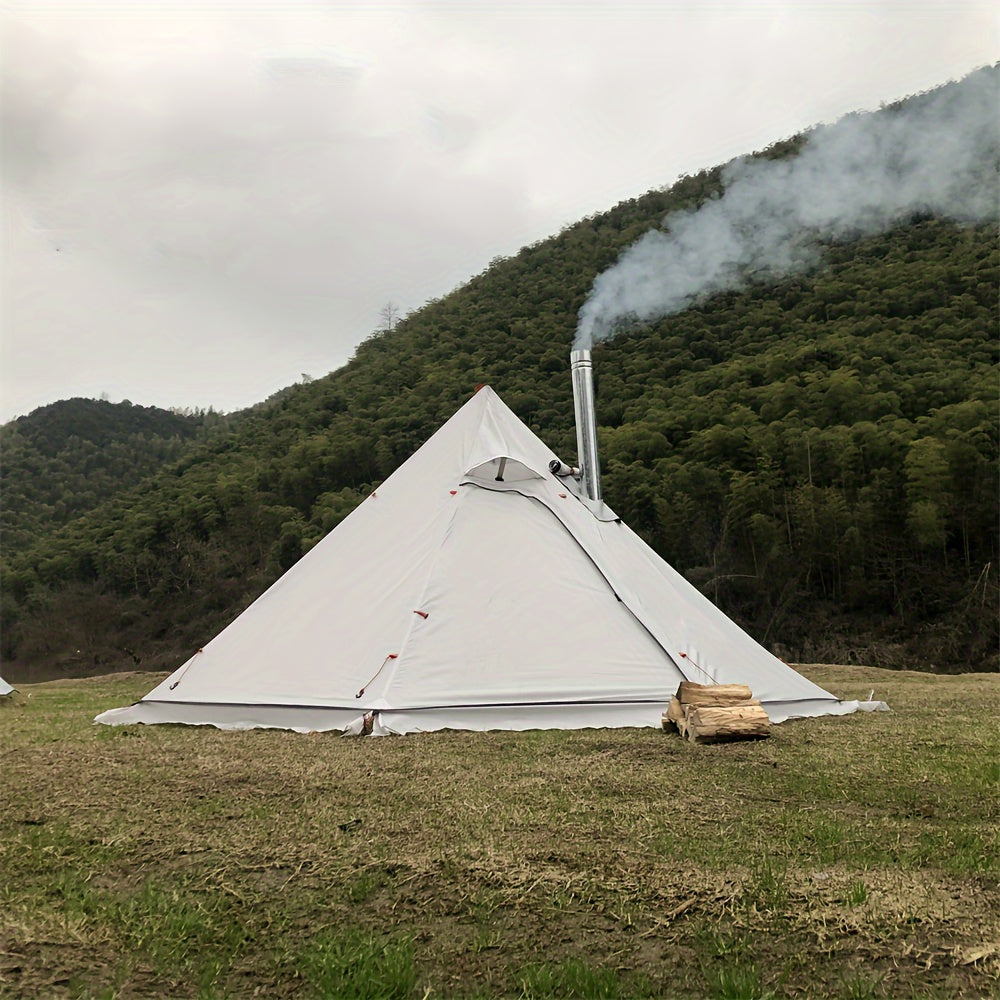 Large Pyramid Heat Tent 4 Seasons Camping Tent with Smoke Window Fireproof Cloth