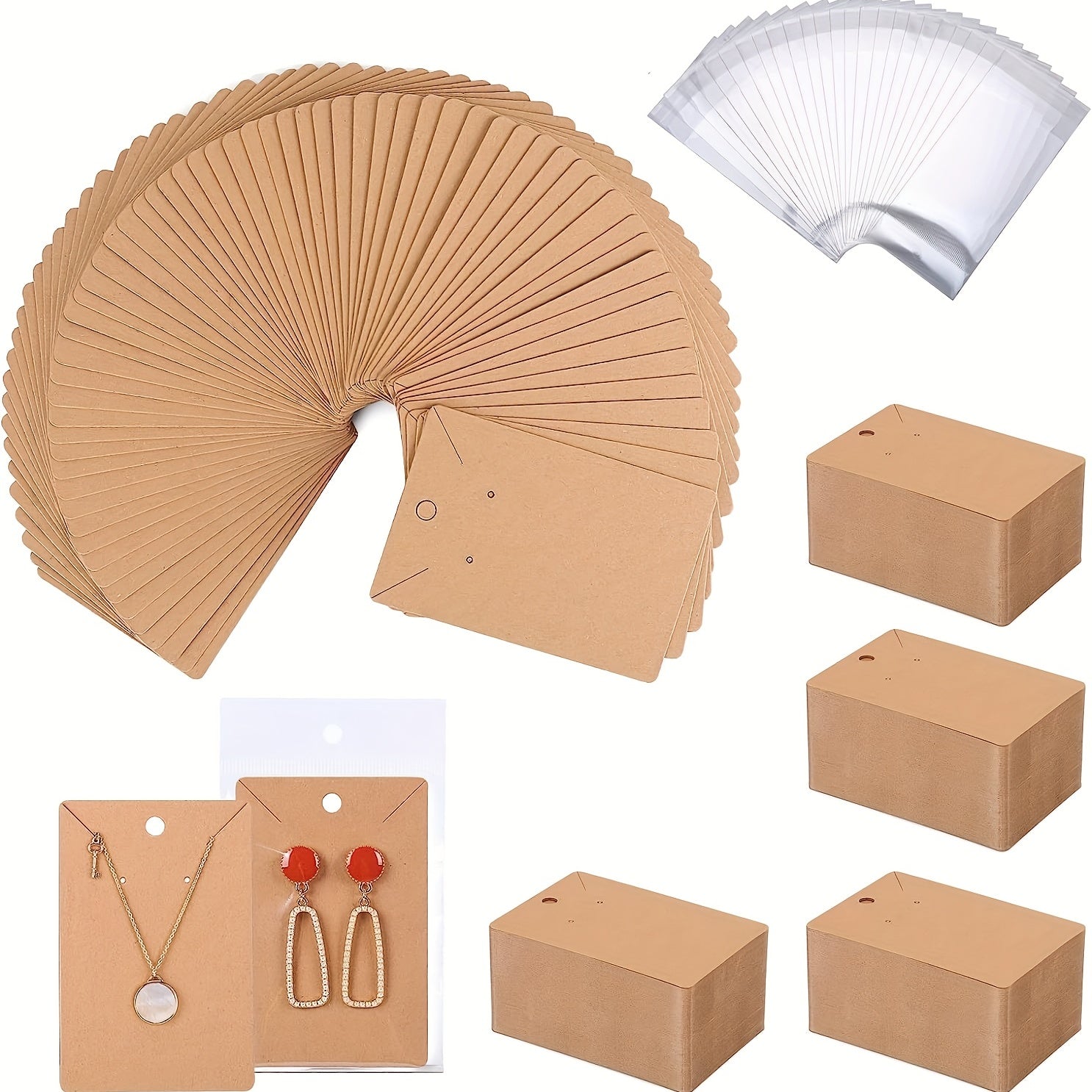 100pcs Earrings Necklace Jewelry Display Package Cards Cassette Bag