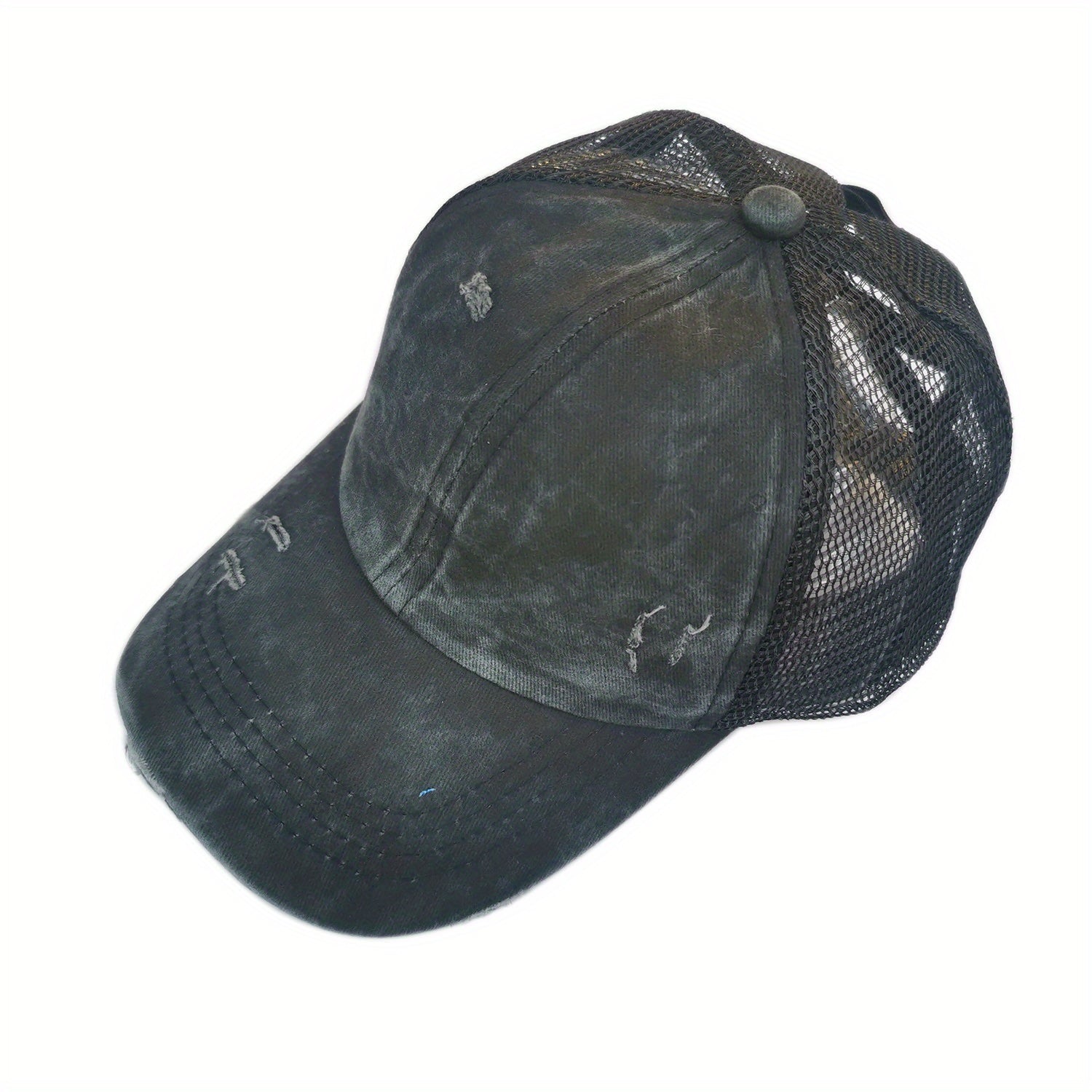 Ribbed Mesh Distressed Cap Sun Protection