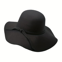 Women's Fedora Ruffle Wide Brim Felt Hat