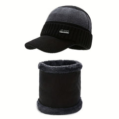 Outdoor Striped Warm Hat with Velvet Neck